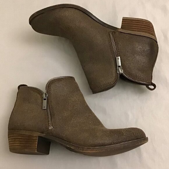 Lucky Brand 7.5 Bartalino Women’s Booties Suede Leather Ankle Boots Brown - Picture 9 of 12